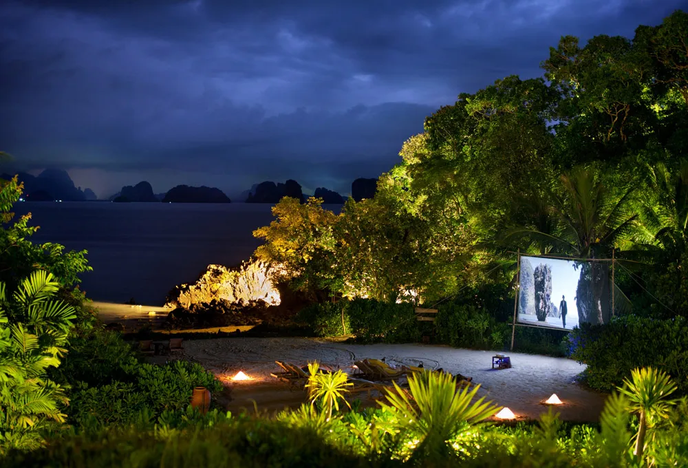 Outdoor cinema – Six Senses Yao Noi, Thailand. Luxury Honeymoon Resorts in Southeast Asia. theweddingnotebook.com