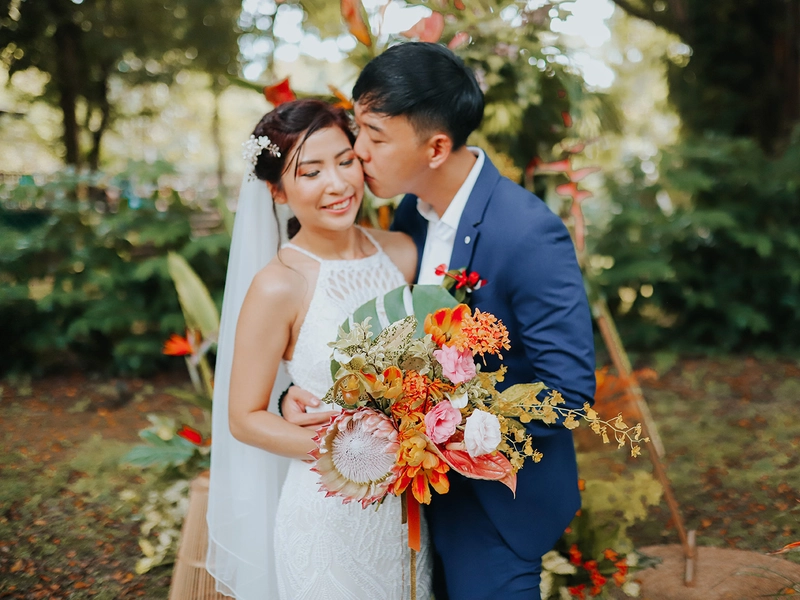 A Bright and Tropical Intimate Backyard Garden Wedding