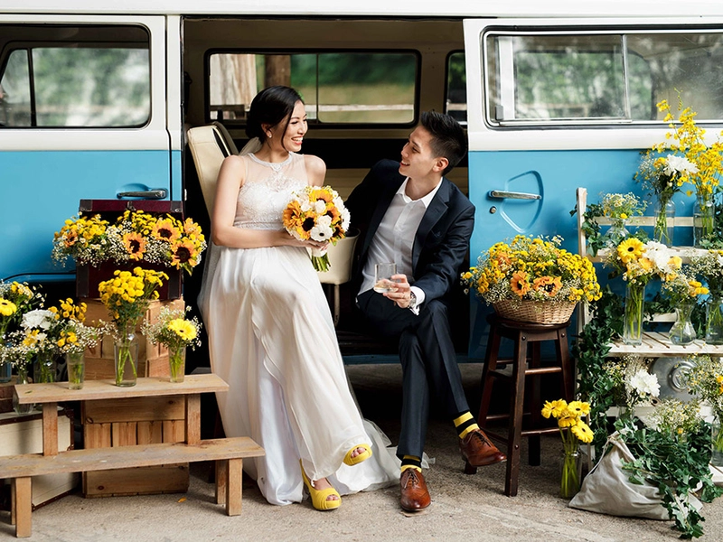 A Cheery Yellow and Navy Garden Wedding in Janda Baik