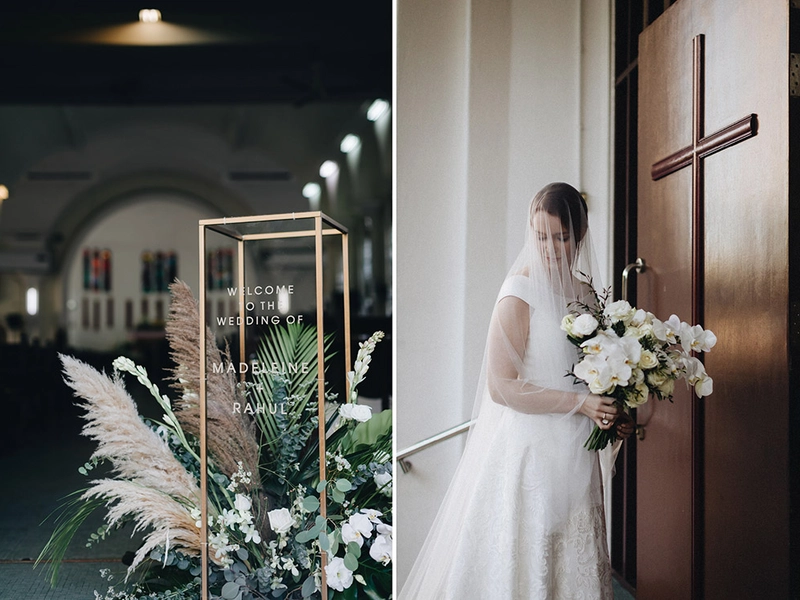 A Classic White and Green Wedding with a Hint of Gold at St John’s Cathedral