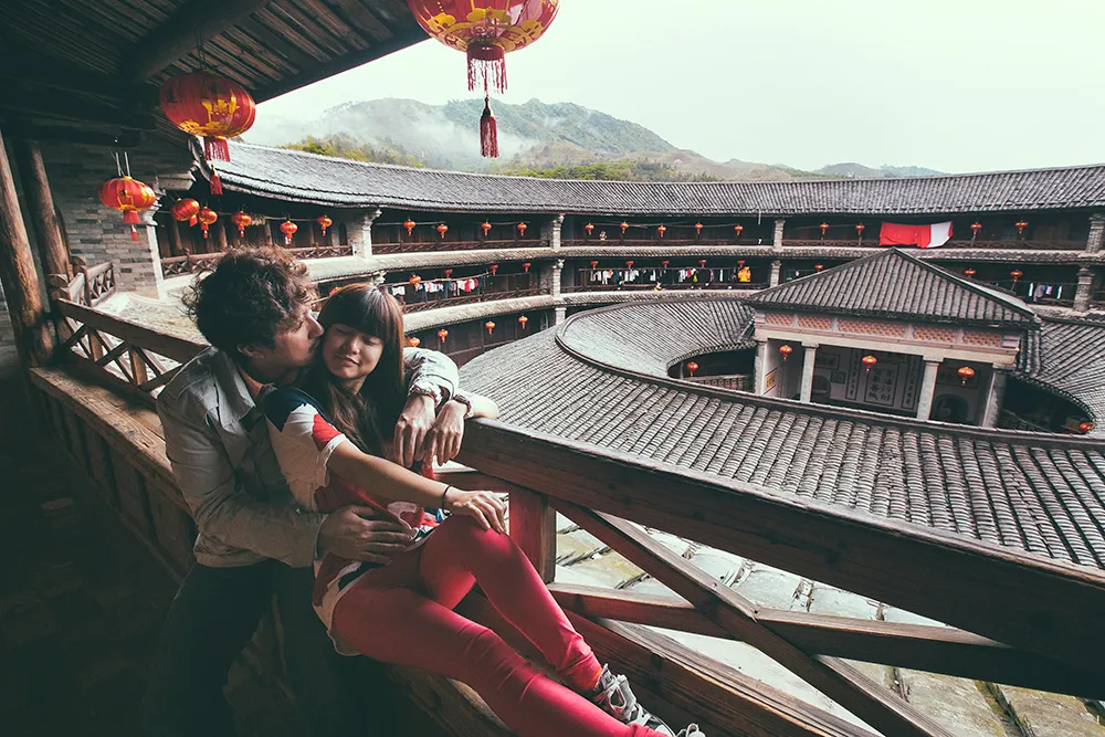 DIY Wedding Photoshoot, Hakka Earth Building, Fujian, China. theweddingnotebook.com