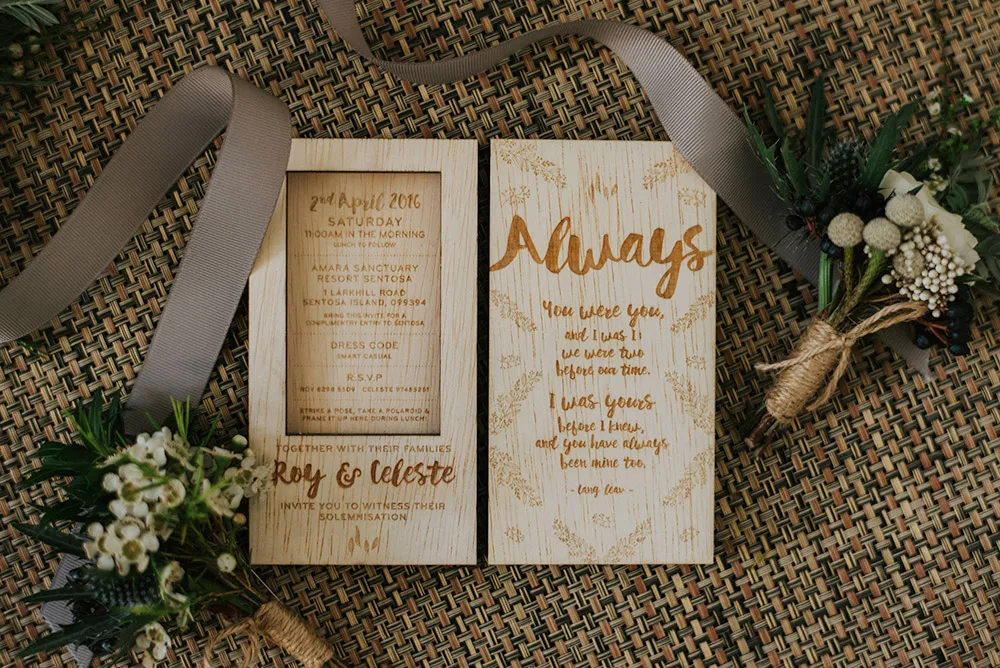 Wood engraved wedding invitations by Common Hands. Bloc Memoire Photography. theweddingnotebook.com