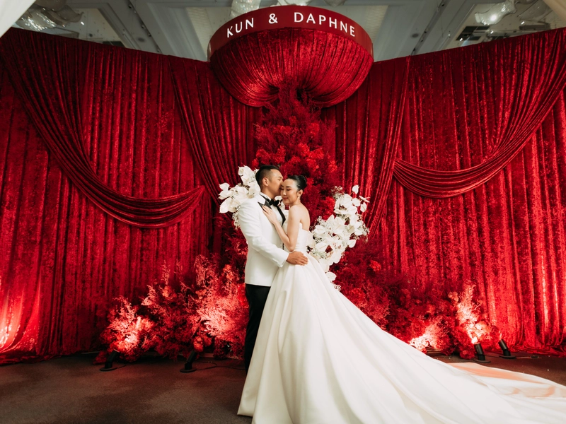 A Rich Burgundy Wedding at St Regis KL featuring Orchestral Theatrics