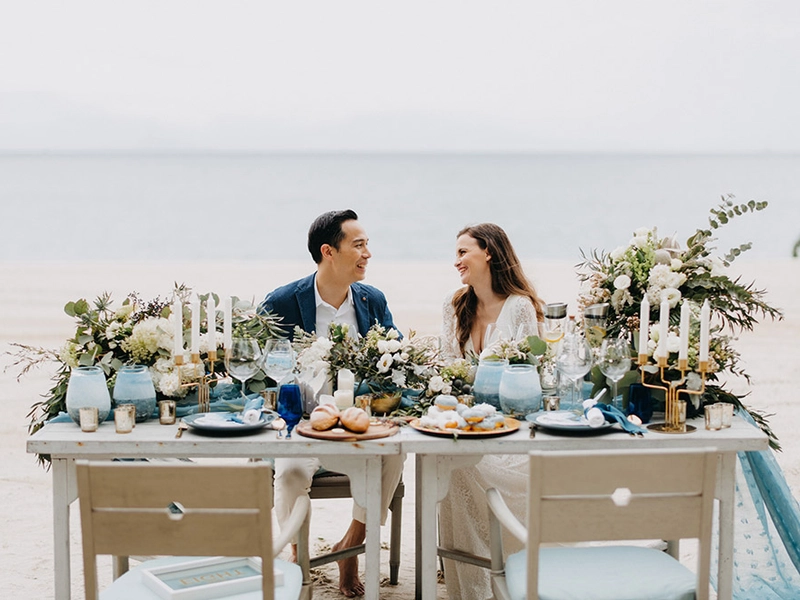 An Ethereal Azure Blue Beach Wedding Styled Shoot at Four Seasons Resort Langkawi