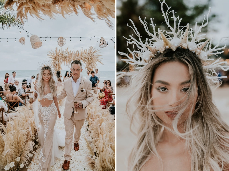 A Rustic, Mermaid-Inspired Beach Wedding in Ho Tram, Vietnam