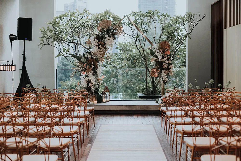 Wedding ceremony venue in The RuMa Hotel and Residences in Kuala Lumpur. Photo Munkeat Photography. theweddingnotebook.com