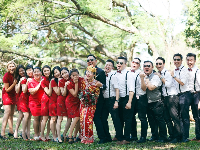 A Traditional Chinese Gate-Crashing And Tea Ceremony In Red