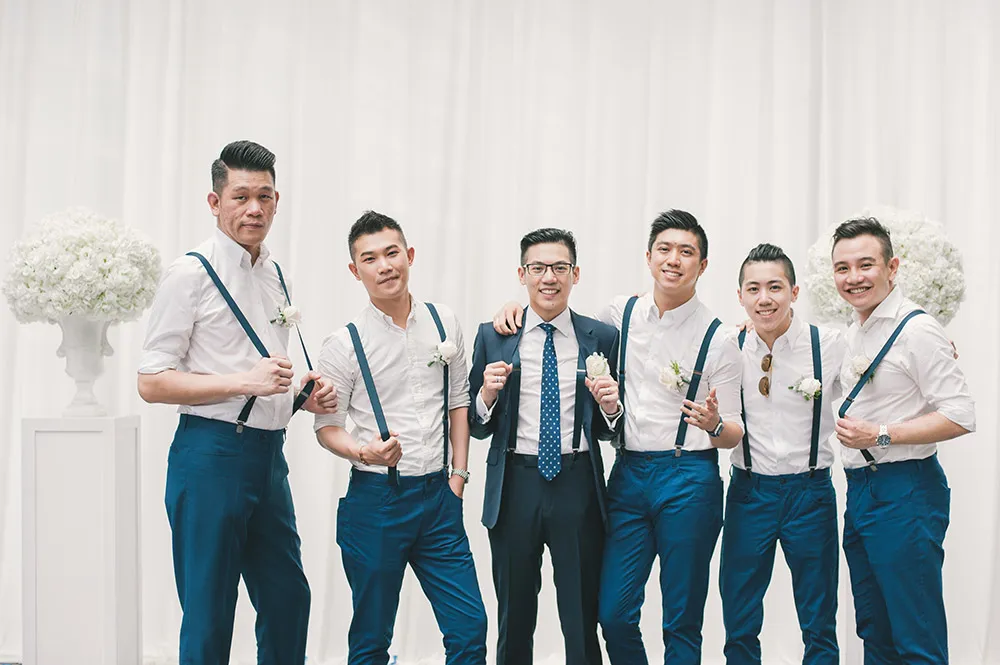 Bestmen in navy blue. Photo by Munkeat Photography. theweddingnotebook.com