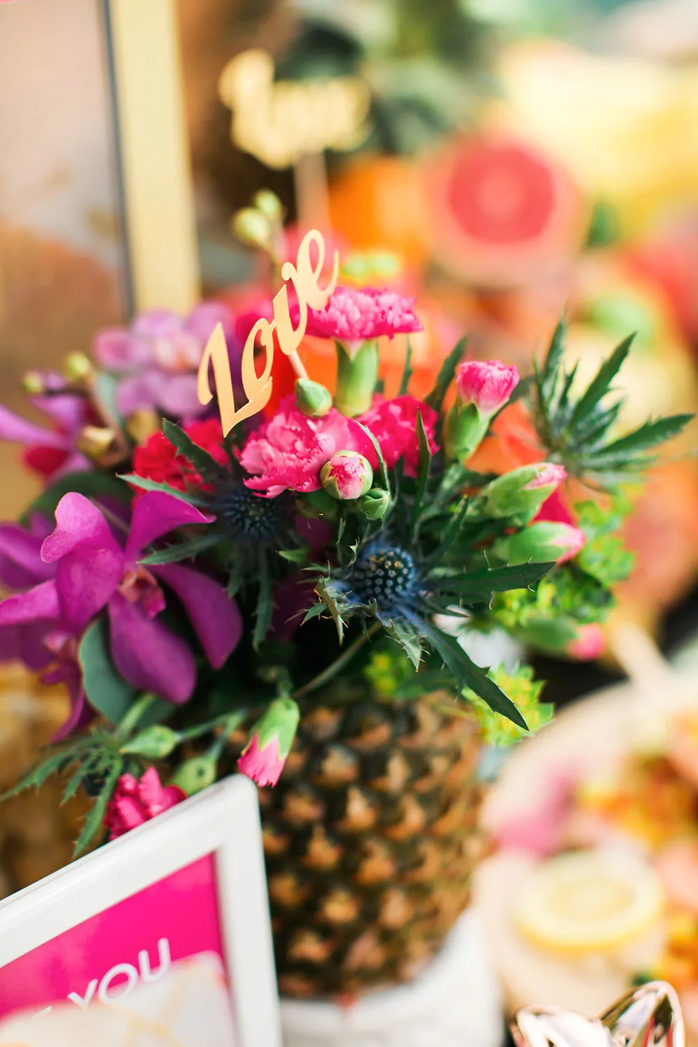 Pineapple flower arrangement. Photo by Funkydali. theweddingnotebook.com
