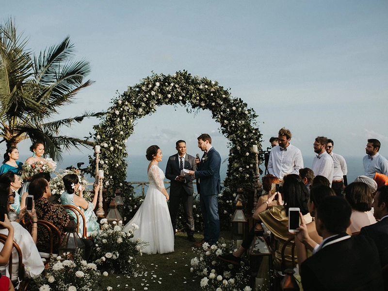 A White and Green Rustic Chic Outdoor Wedding by the Ocean at Khayangan Estate Bali