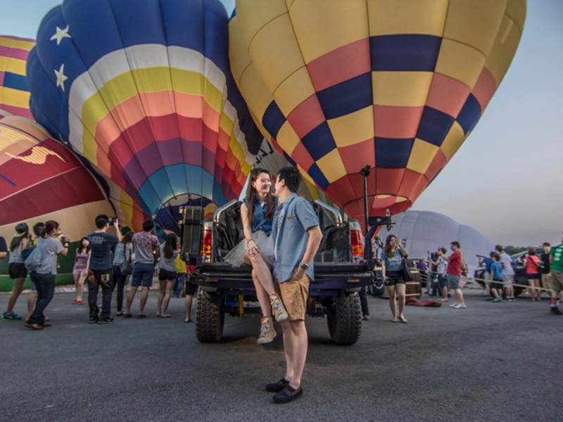 Against The Dramatic Backdrop Of The International Hot Air Balloon Festival