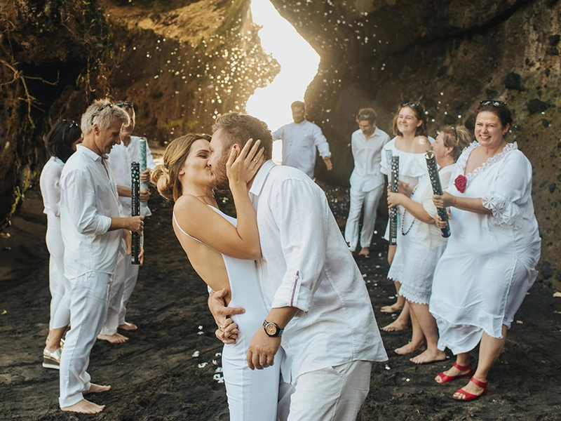 An All-White Intimate Cave Wedding in Bali