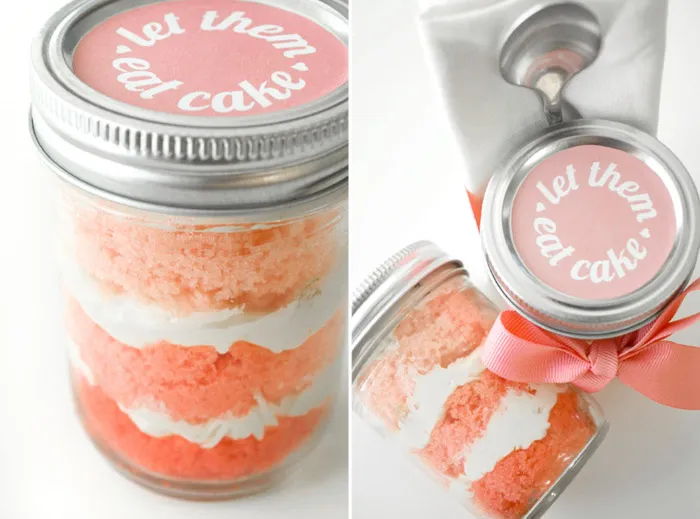 'Be My Bridesmaids' Ombre cupcakes in jars by Marry This! theweddingnotebook.com