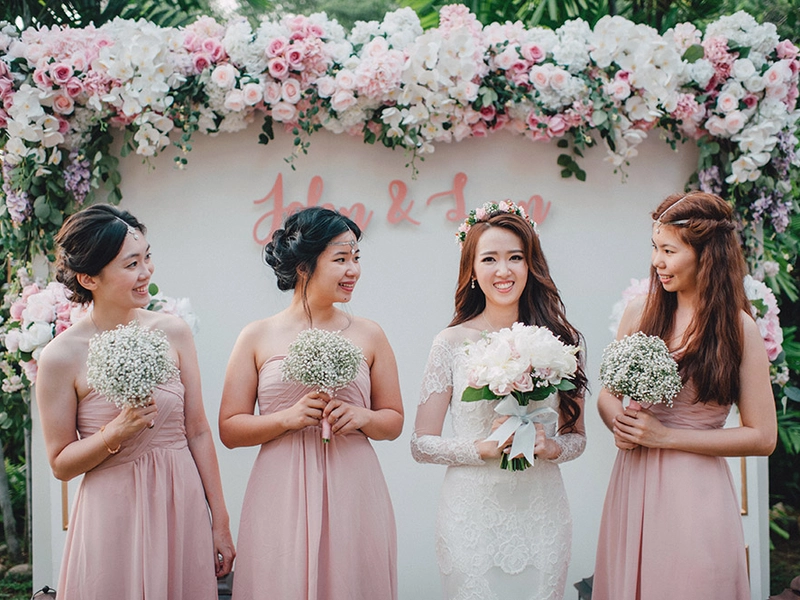 Blush, Gold And Green Backyard Wedding