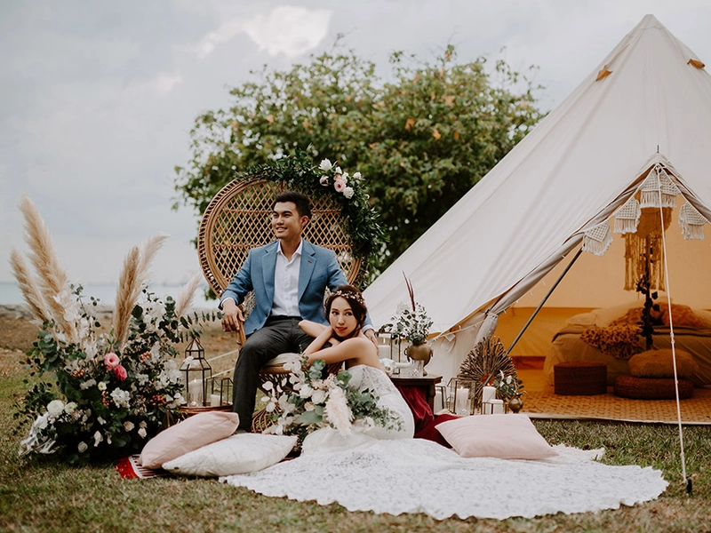 Bohemian Glamping Anniversary Portraits