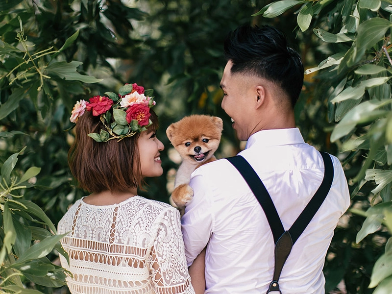 Boho Bridal Portraits With Fur Babies
