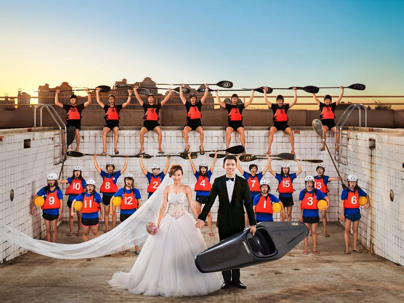 Bridal Shoot In Empty Swimming Pool