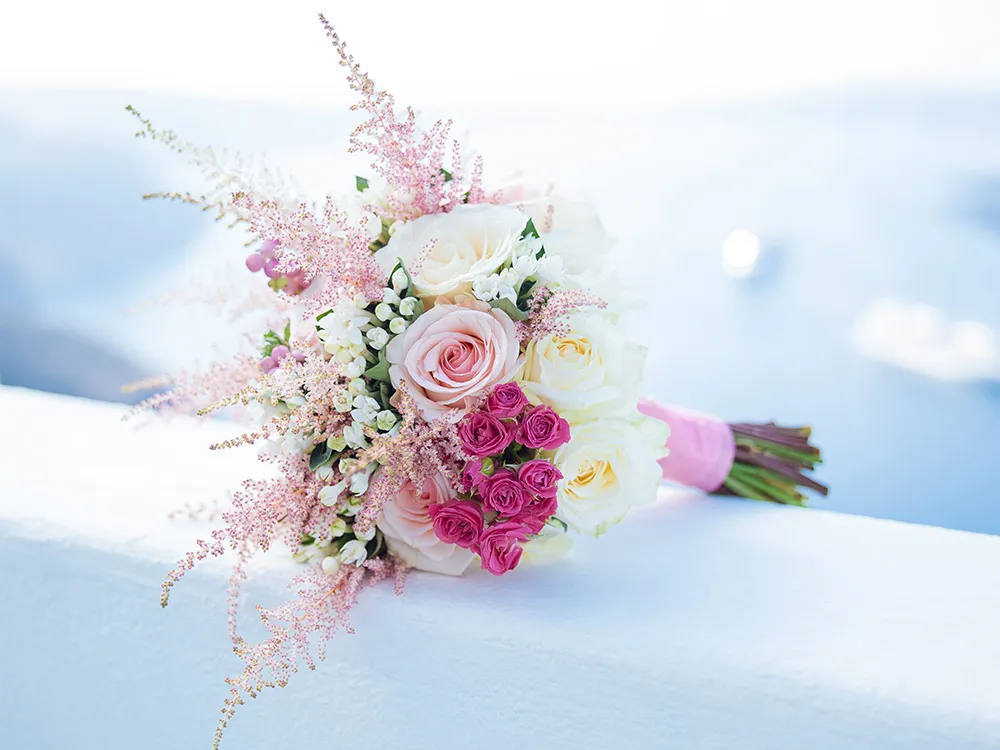 Destination wedding in Santorini. Photo by Sunrise Greece. theweddingnotebook.com