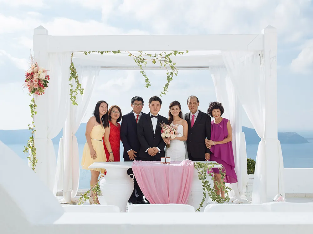 Destination wedding in Santorini. Photo by Sunrise Greece. theweddingnotebook.com