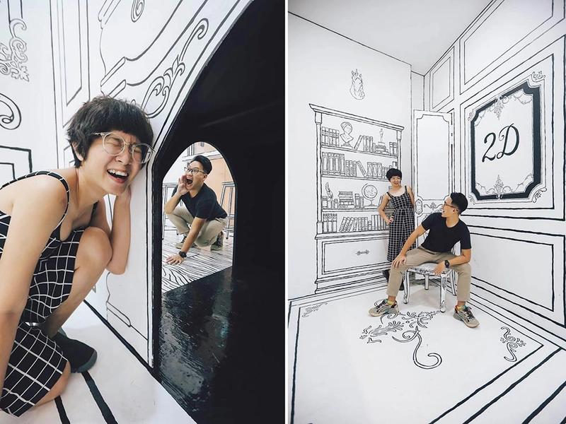 Brilliant Black and White Comic Bridal Portraits at 2D Bubble Tea Café, Sunway Geo Avenue