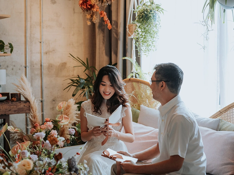 Celebrating Their Original Wedding Date With a Simple Rustic Chic Vow Exchange At KLoé Hotel