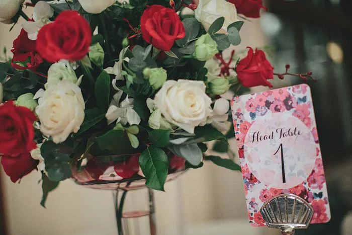 theweddingnotebook.com.Photography by History Studio. Table number