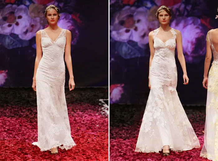 Left: Iris; Right: Mariposa – Claire Pettibone Fall 2014 Bridal Collection. theweddingnotebook.com