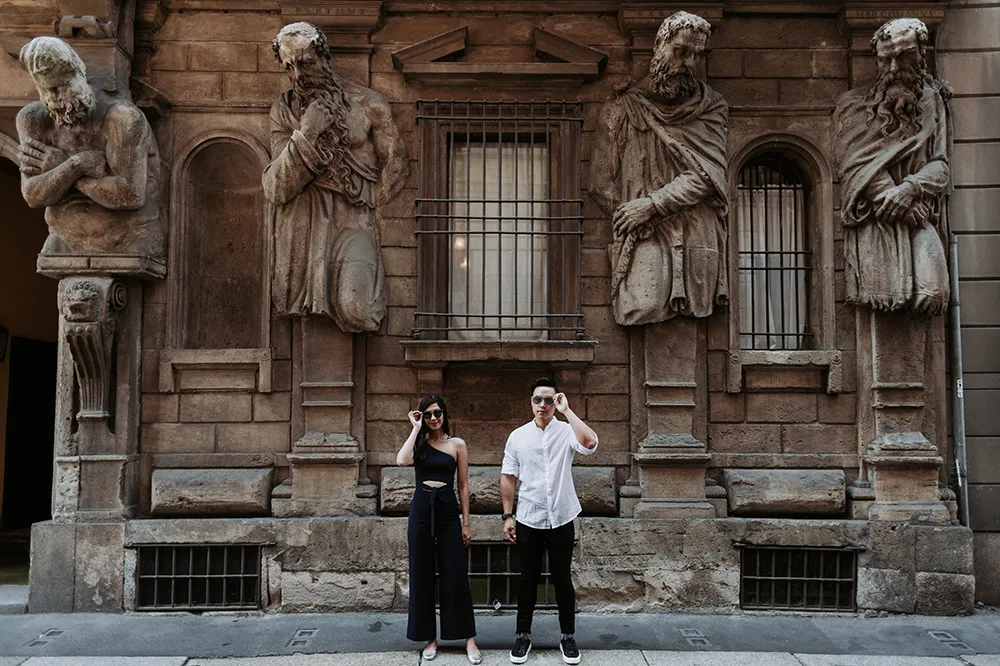 Destination bridal portraits in Milan and Venice. Chester Kher Creations. theweddingnotebook.com