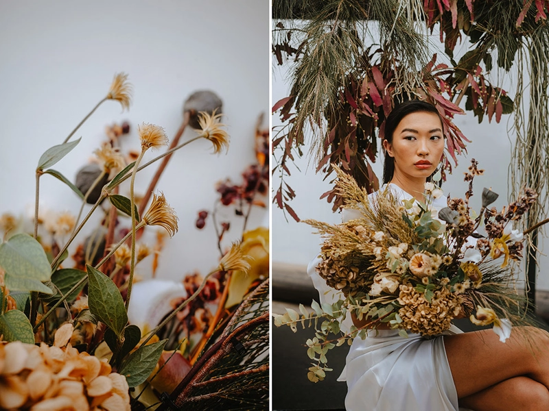 Edgy and Contemporary with Sleek Lines and Wildflowers