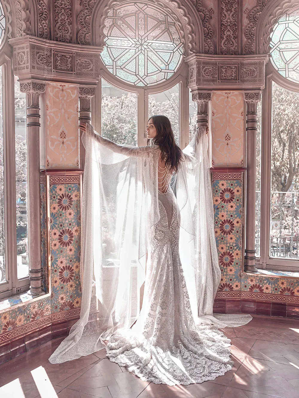 Rayne and Sterling cape - Galia Lahav Spring 2018 Collection. theweddingnotebook.com