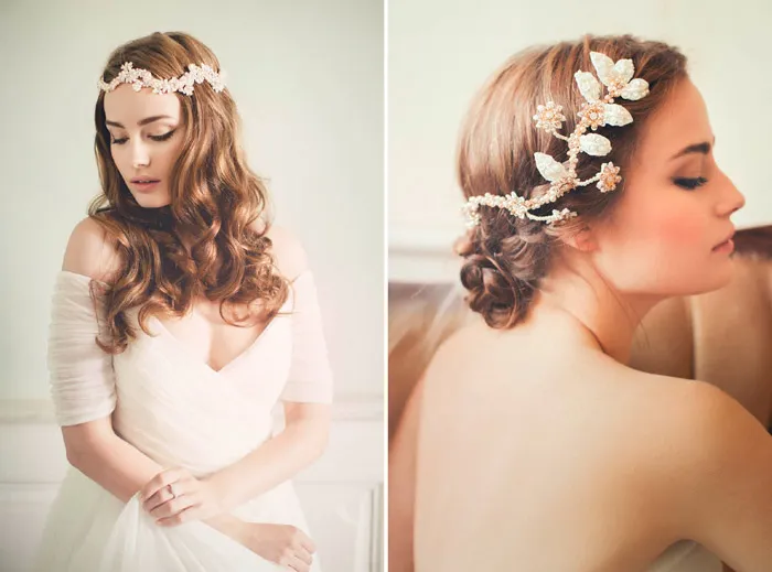 Left: Zoraya, Right: Valentina – Jannie Baltzer Couture Headpieces 2015 Collection. theweddingnotebook.com