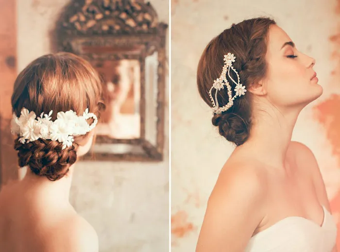 Left: Katya, Right: Gia – Jannie Baltzer Couture Headpieces 2015 Collection. theweddingnotebook.com