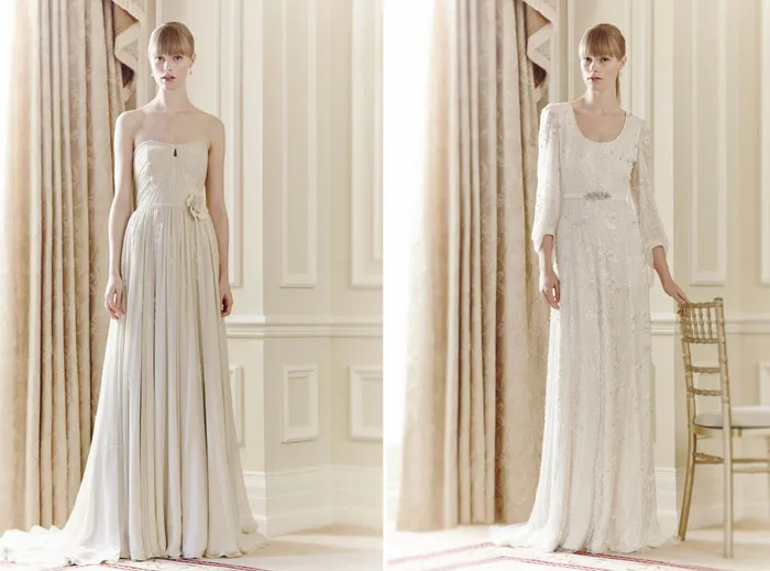 Left: Vivien, Right: Lucy – Jenny Packham Spring 2014 Collection. theweddingnotebook.com
