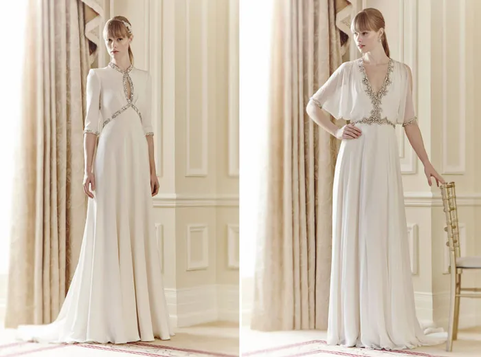 Left: Cynthia, Right: Lina – Jenny Packham Spring 2014 Collection. theweddingnotebook.com