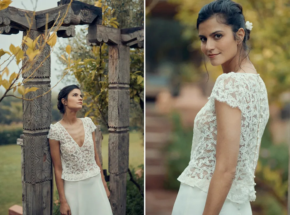 Nanteuil top Cassel skirt - Laure de Sagazan 2019 Bridal Collection. theweddingnotebook.com