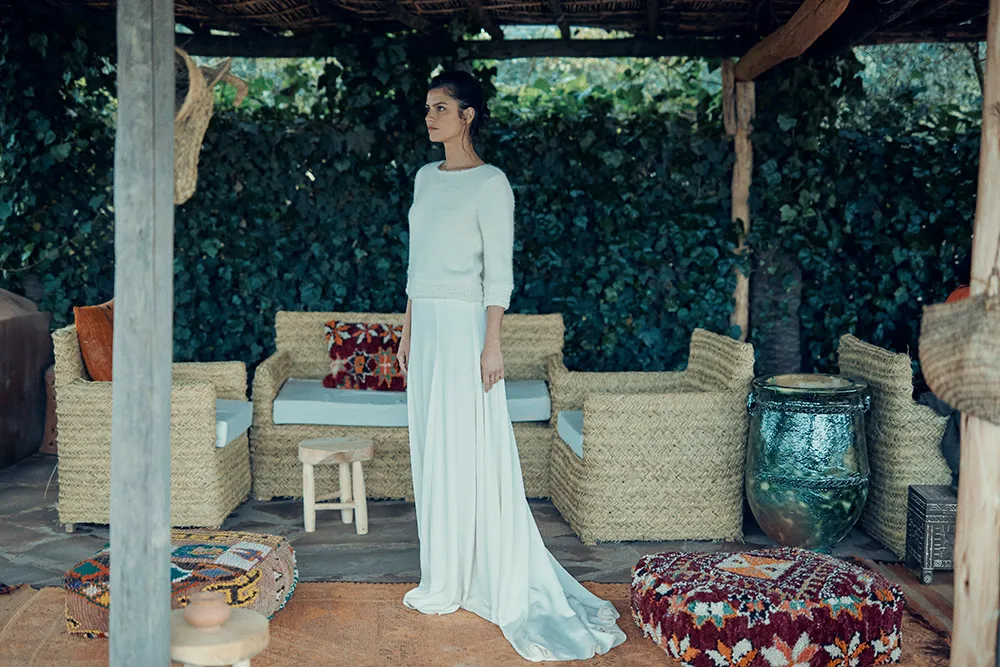 Charonne Sweater Cassel skirt - Laure de Sagazan 2019 Bridal Collection. theweddingnotebook.com