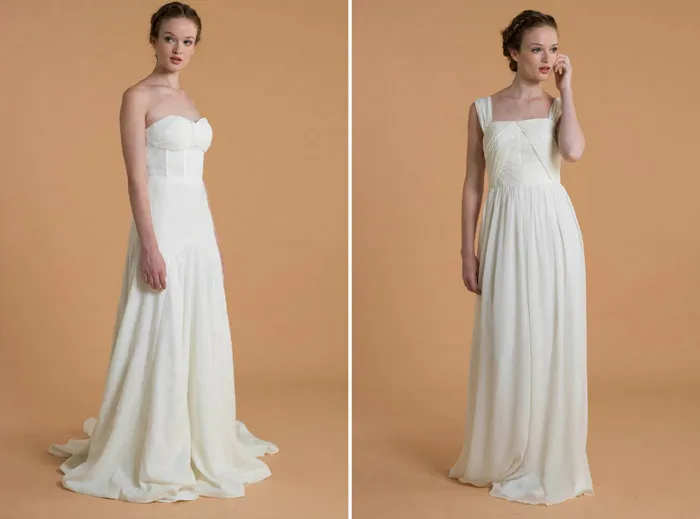 Left: Edith; Right: Sabine – Love, Yu 2015 Bridal Collection. theweddingnotebook.com