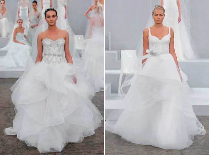 Left: Axelle, Right: Valletta – Monique Lhuillier Spring 2015 Bridal Collection. theweddingnotebook.com