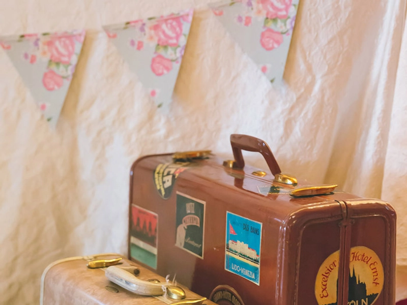 Red And Gold Travel Themed Wedding Day