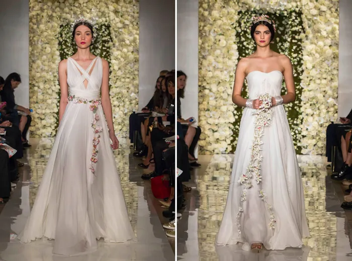 Left: Couture; Right: I'm In Love – Reem Acra Fall 2015 Bridal Collection. theweddingnotebook.com