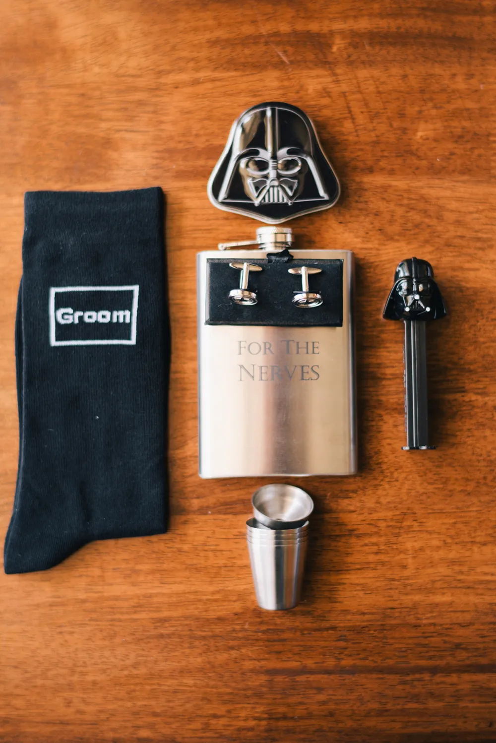 Star Wars products for the groom. Photo by Ben Yew Photography. theweddingnotebook.com