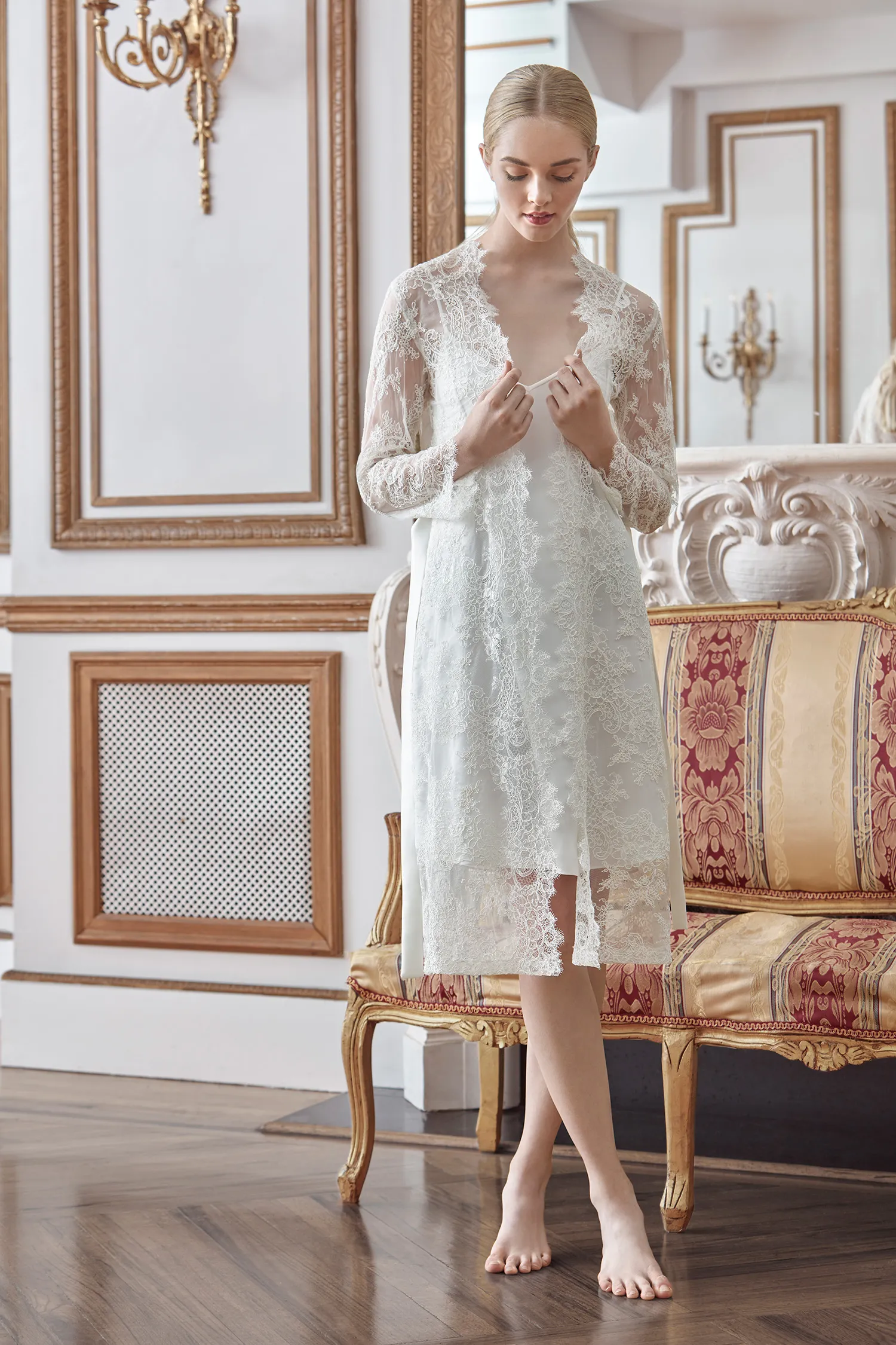 Sareh Nouri Luxury Lace Bridal Robes. theweddingnotebook.com