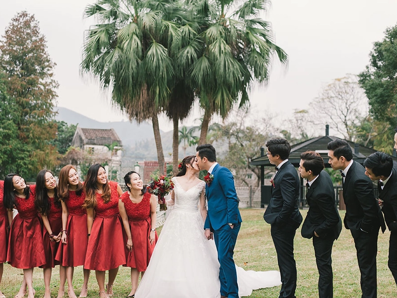 Seeing Red At A Garden Wedding Held At Beas River Country Club, Hong Kong