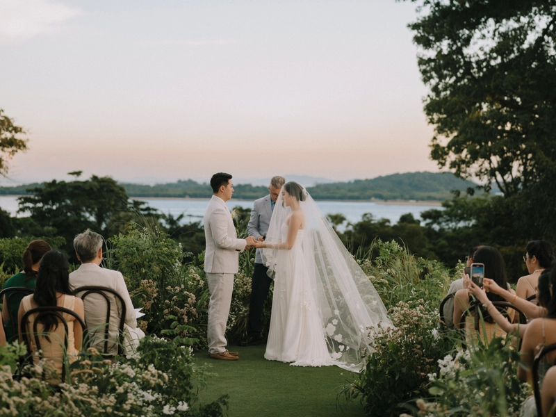 Sentosa Golf Club Wedding with Sunset Vows and Lush Floral Decor