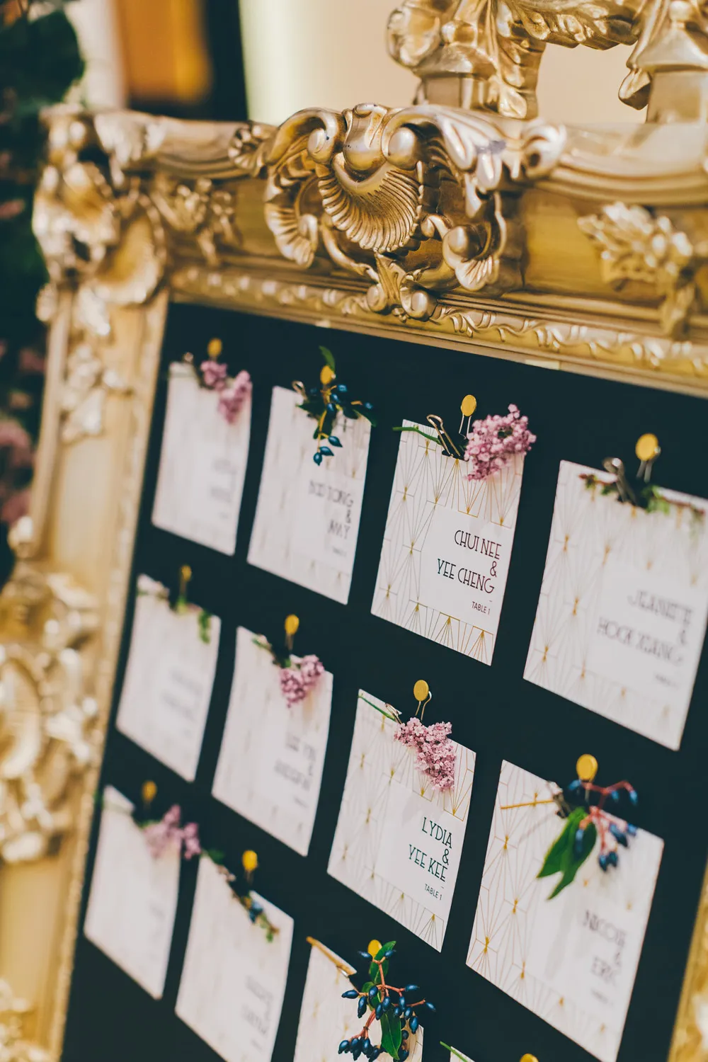 Escort card details. Photo by MJK Photography. Wedding at Le Meridien Putrajaya. theweddingnotebook.com