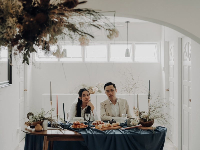 Sophisticated Yet Moody Alternative Bridal Portraits in an HDB Flat at Toa Payoh, Singapore