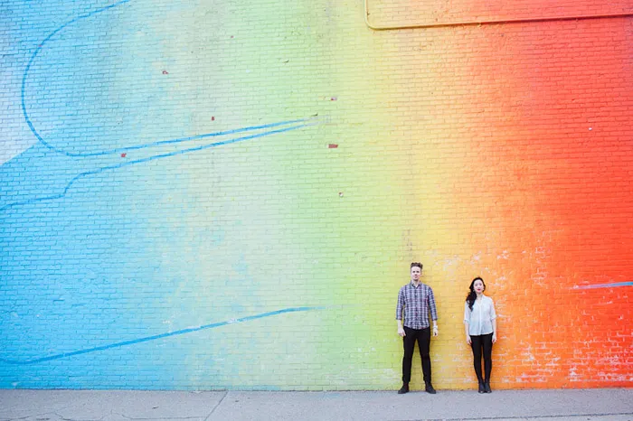Colourful bridal portraits in Brooklyn. Photo by Anna-Rina Photography. theweddingnotebook.com